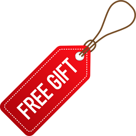 Free gift price tag. Red label. Vector illustration.